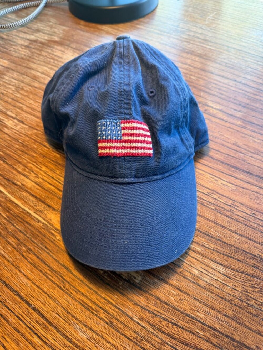 Smathers & Branson Needlepoint American Flag Navy Hat